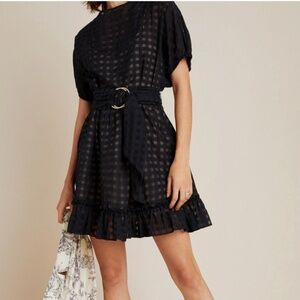 NWT Anthropologie Shoshanna Jaida Ruffled Mini Dress Black size 14